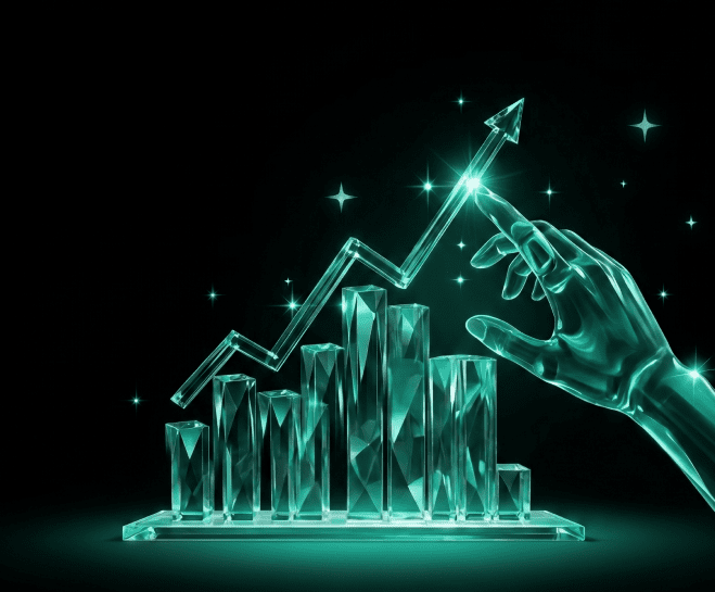 Holographic financial chart visual representing introducing broker partnership growth